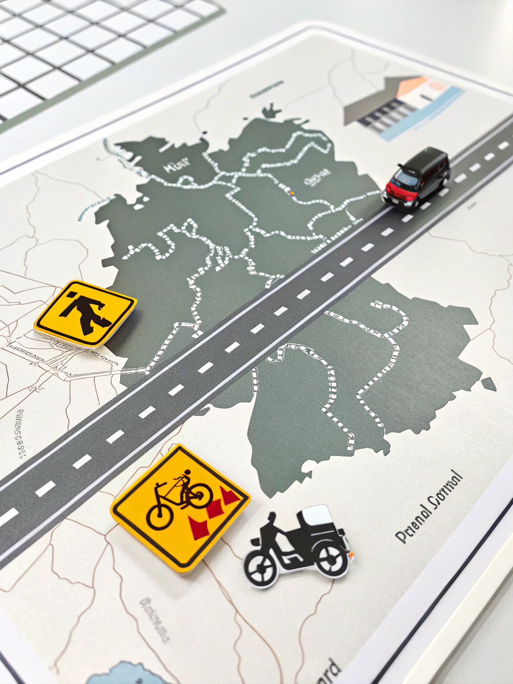 German Autobahn digital vignette illustration